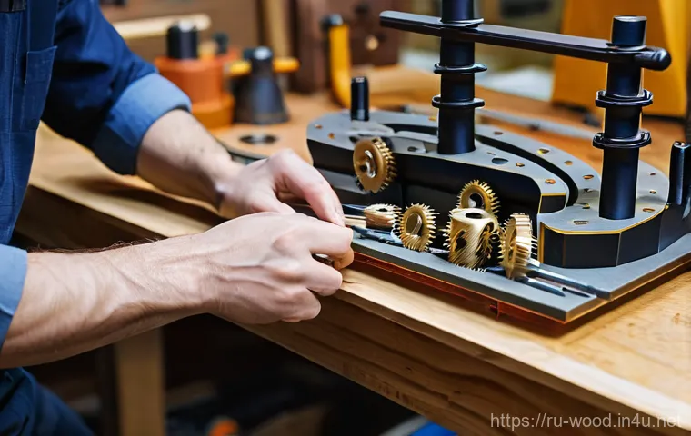 목재 DIY 키트 추천 - **Intricate Wooden Mechanical Clock Assembly:** A close-up shot of an adult's hands carefully assemb...