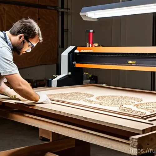 목공예 레이저 컷팅 기술 - **Prompt:** A dynamic diptych image contrasting traditional woodworking with modern laser cutting. O...