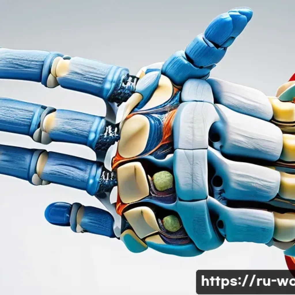 모탈리스 앤 테논 조인트 설명 - A highly detailed anatomical illustration of the human hand focusing on the complex joints of Morgal...