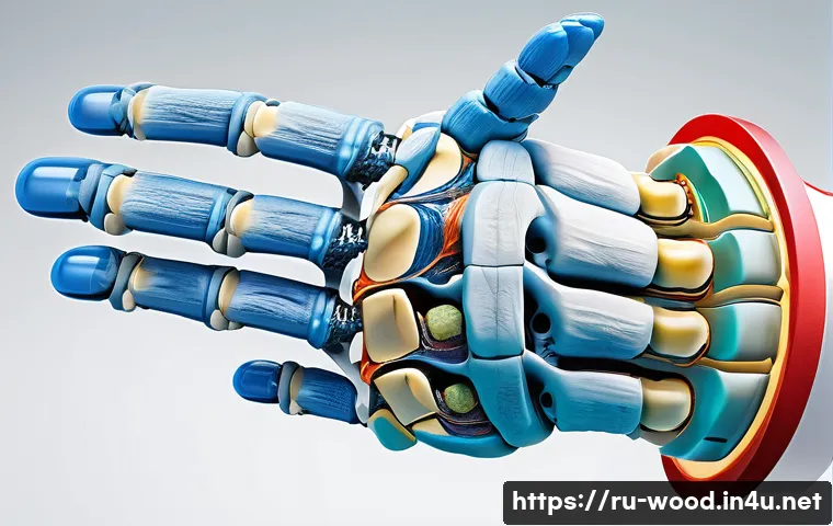 모탈리스 앤 테논 조인트 설명 - A highly detailed anatomical illustration of the human hand focusing on the complex joints of Morgal...